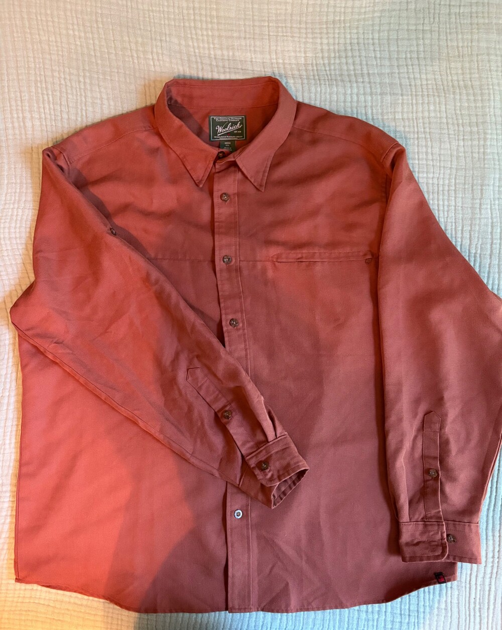Woolrich XXL Rust Cotton Long Sleeve Shirt Button Down